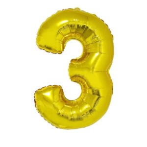 Balónek fóliový 92 cm číslo 03 zlatý ALBI