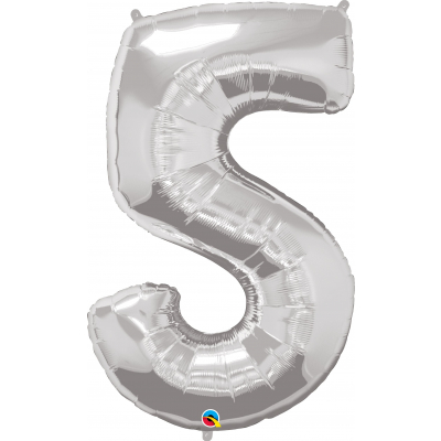 Balónek fóliový 92 cm číslo 05 stříbrný Albi