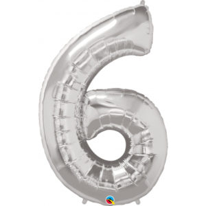 Balónek fóliový 92 cm číslo 06 stříbrný ALBI
