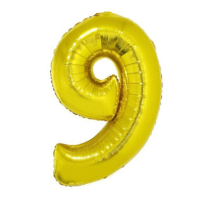 Balónek fóliový 92 cm číslo 09 zlatý Albi