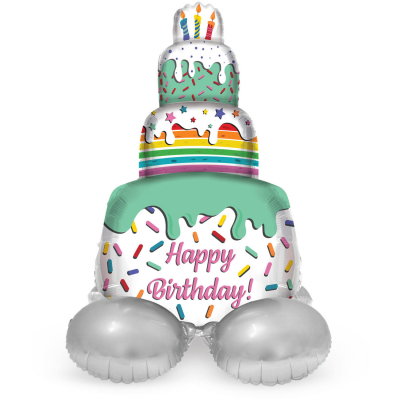 Balónek fóliový AirLoonz Happy Birthday dort 72 cm Albi