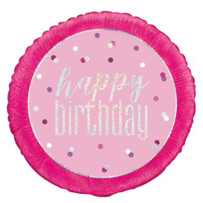 Balónek fóliový Happy Birthday Kolo růžové ALBI