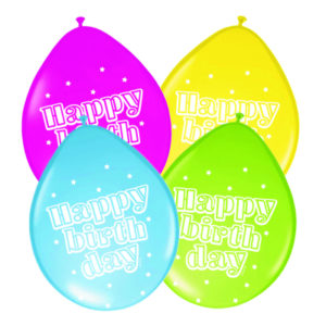 Balónky latexové Happy Birthday s puntíky neon 8 ks Albi