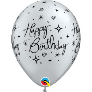 Balónky latexové Happy Birthday stříbrné 6 ks ALBI