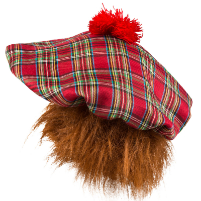 Baret skotský červený s vlasy ALBI
