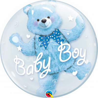 Balónek dvojitá bublina Baby Boy Medvídek modrý Albi