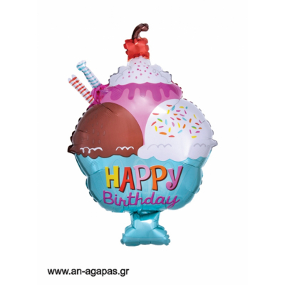 Balónek fóliový Happy Birthday zmrzlinový pohár ALBI