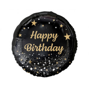 Balónek fóliový Happy Birthday Kolo černý