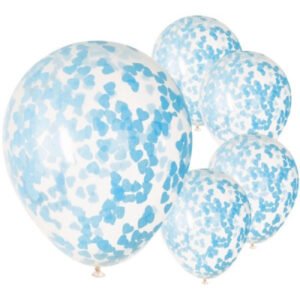 Balónky latexové s konfetami modrá srdíčka 5 ks Albi