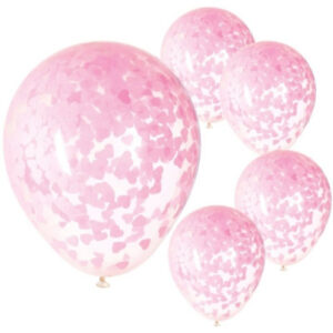 Balónky latexové s konfetami růžová srdíčka 5 ks Albi