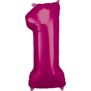 Balónek fóliový 88 cm číslo 01 tm.růžový Albi