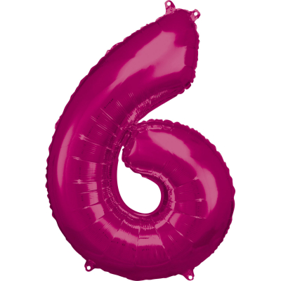 Balónek fóliový 88 cm číslo 06 tm.růžový Albi