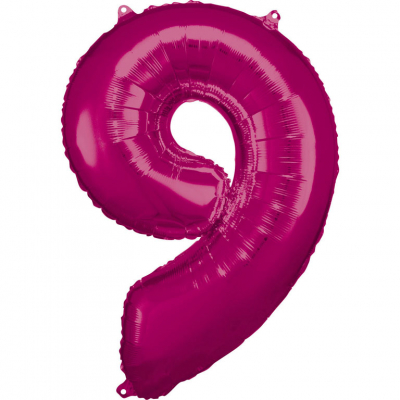 Balónek fóliový 88 cm číslo 09 tm.růžový Albi
