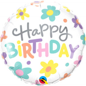 Balónek fóliový Happy Birthday barevné květiny Albi