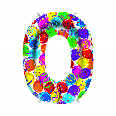 Balónek fóliový 102 cm číslo 0 barevný Albi