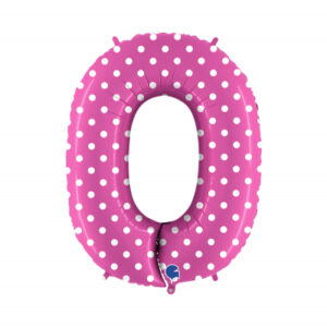 Balónek fóliový 102 cm číslo 0 růžový puntík Albi