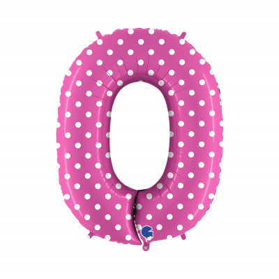 Balónek fóliový 102 cm číslo 0 růžový puntík Albi