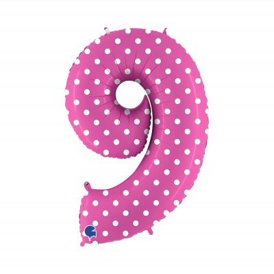 Balónek fóliový 102 cm číslo 09 růžový puntík Albi