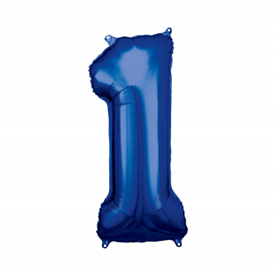 Balónek fóliový 88 cm číslo 01 modrý Albi