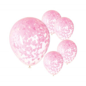 Balónky latexové s konfetami růžová srdíčka 5 ks Albi
