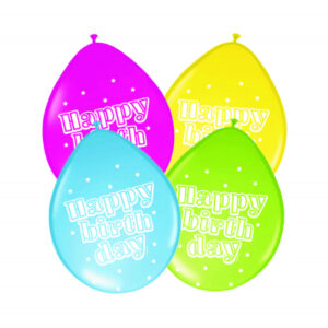 Balónky latexové Happy Birthday s puntíky neon 8 ks Albi