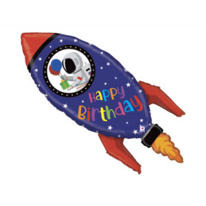 Balónek fóliový Happy Birthday raketa modrá Albi