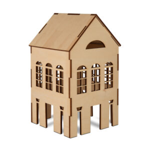 Dřevěná 3D dekorace domečku: 3 okýnka Albi