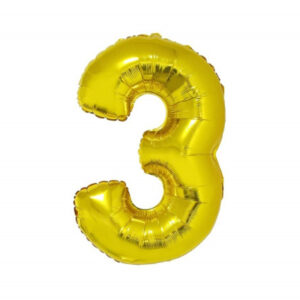Balónek fóliový 92 cm číslo 3 zlatý Albi