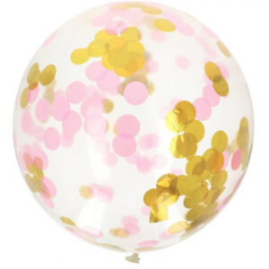 Balónek latexový s konfetami růžový
