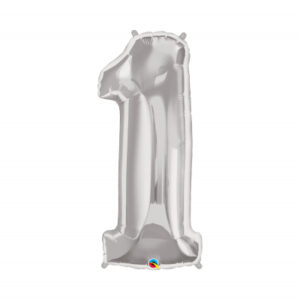 Balónek fóliový 92 cm číslo 01 stříbrný Albi