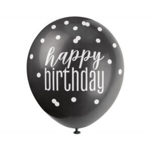 Balónky latexové Happy Birthday perleťové černé