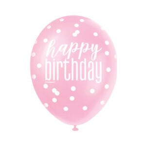 Balónky latexové Happy Birthday perleťové růžové