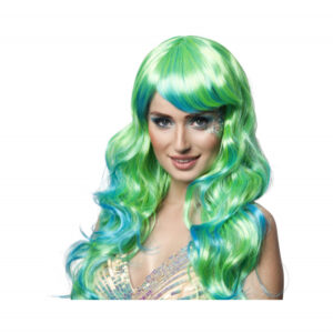 Paruka dlouhá zelená/modrá mořská panna Albi