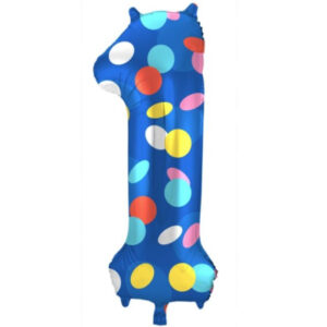 Balónek fóliový 86 cm číslo 01 barevné puntíky Albi