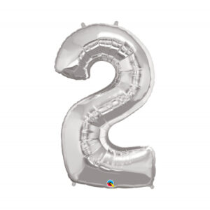 Balónek fóliový 92 cm číslo 02 stříbrný Albi