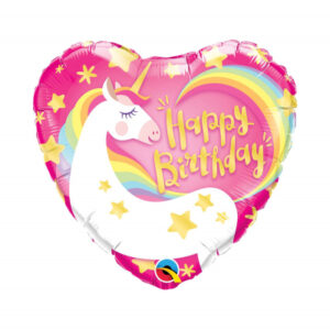 Balónek fóliový Happy Birthday Srdce jednorožec Albi