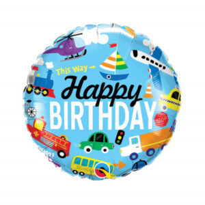 Balónek fóliový Happy Birthday dopravní prostředky Albi