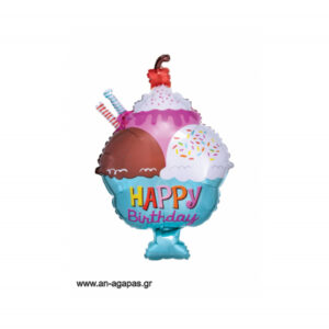 Balónek fóliový Happy Birthday zmrzlinový pohár Albi