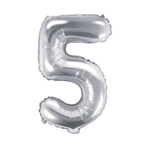 Balónek fóliový 35 cm stříbrný číslo 5 Albi