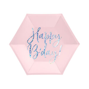 Talíře Happy B'day! světle růžové 6 ks Albi