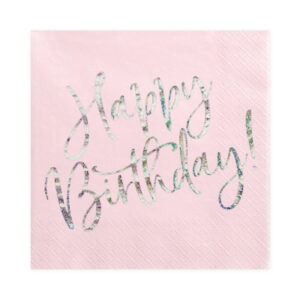Ubrousky Happy Birthday! světle růžové 20 ks Albi