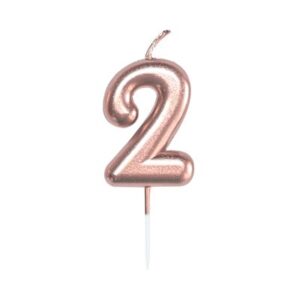Svíčka dortová rose gold 5 cm číslo 2 Albi