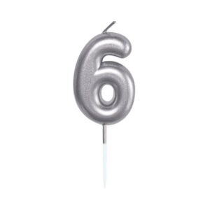 Svíčka dortová stříbrná 5 cm číslo 6 Albi
