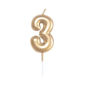 Svíčka dortová zlatá 5 cm číslo 3 Albi