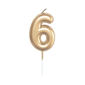 Svíčka dortová zlatá 5 cm číslo 6 Albi