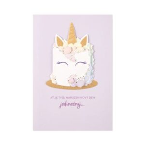 Luxusní narozeninové přání - Dortový jednorožec Albi