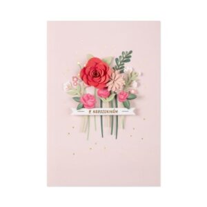 Luxusní narozeninové přání - Růžové květiny Albi
