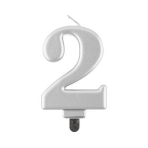 Svíčka dortová stříbrná číslo 2 Albi