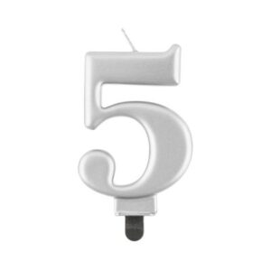 Svíčka dortová stříbrná číslo 5 Albi