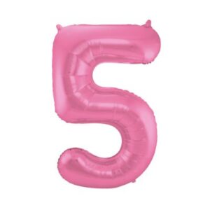 Balónek fóliový 86 cm růžový matný číslo 5 Albi